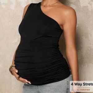 SHEIN Black One-Shoulder Maternity Tank Top